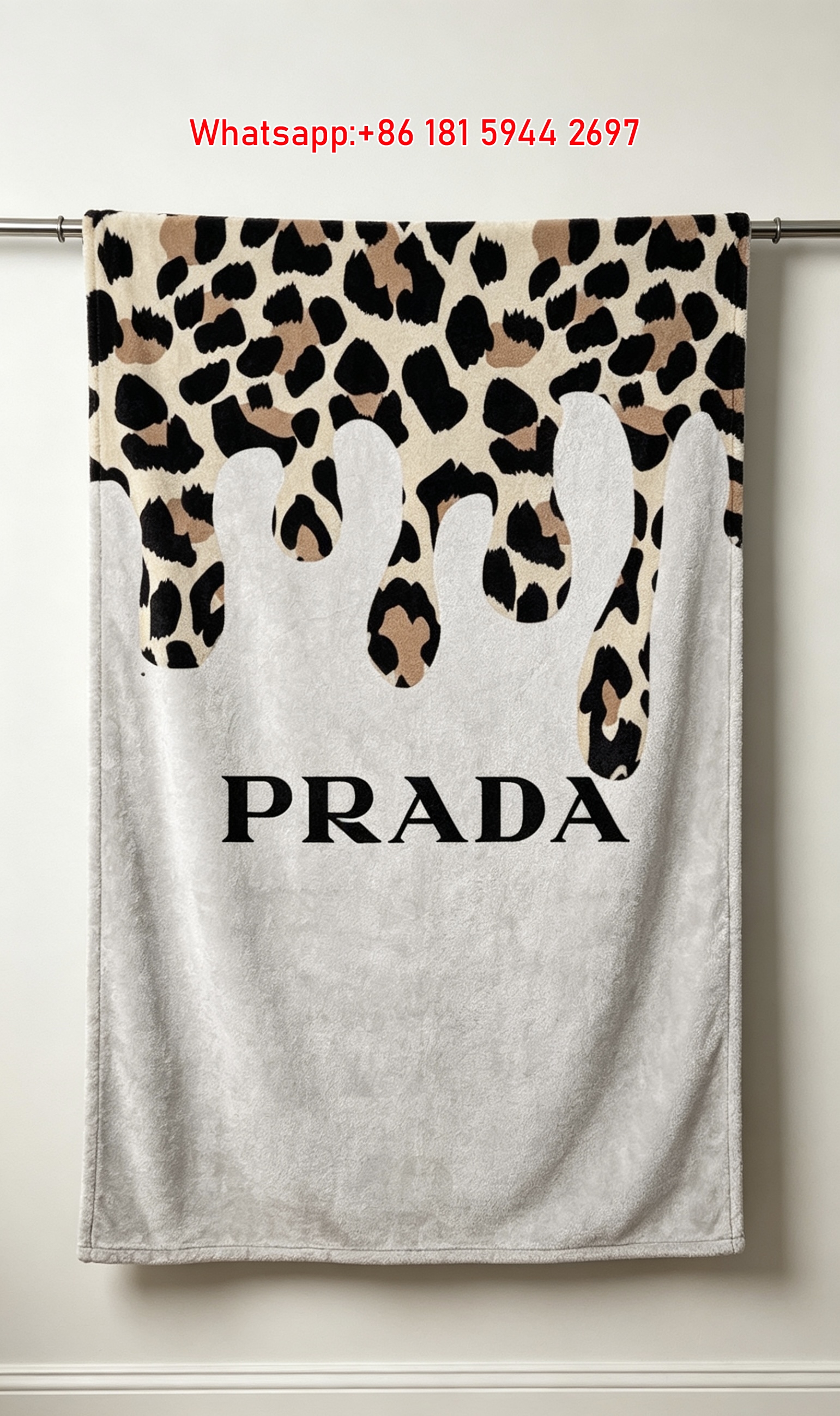 Prada Leopard Print Beige Black Pattern Flannel Throw Blanket IMG_2797